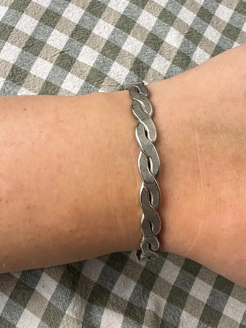 Vintage Alpaca & Sterling Silver Plated Braided Link Bracelet